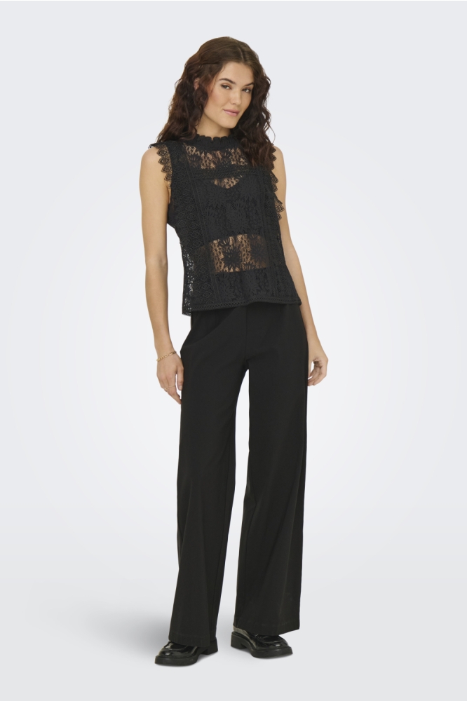 ONLGILLIAN S/L O-NECK LACE TOP OX W 15363711 BLACK